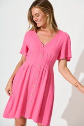 Pink Linen Blend Amaya Dress